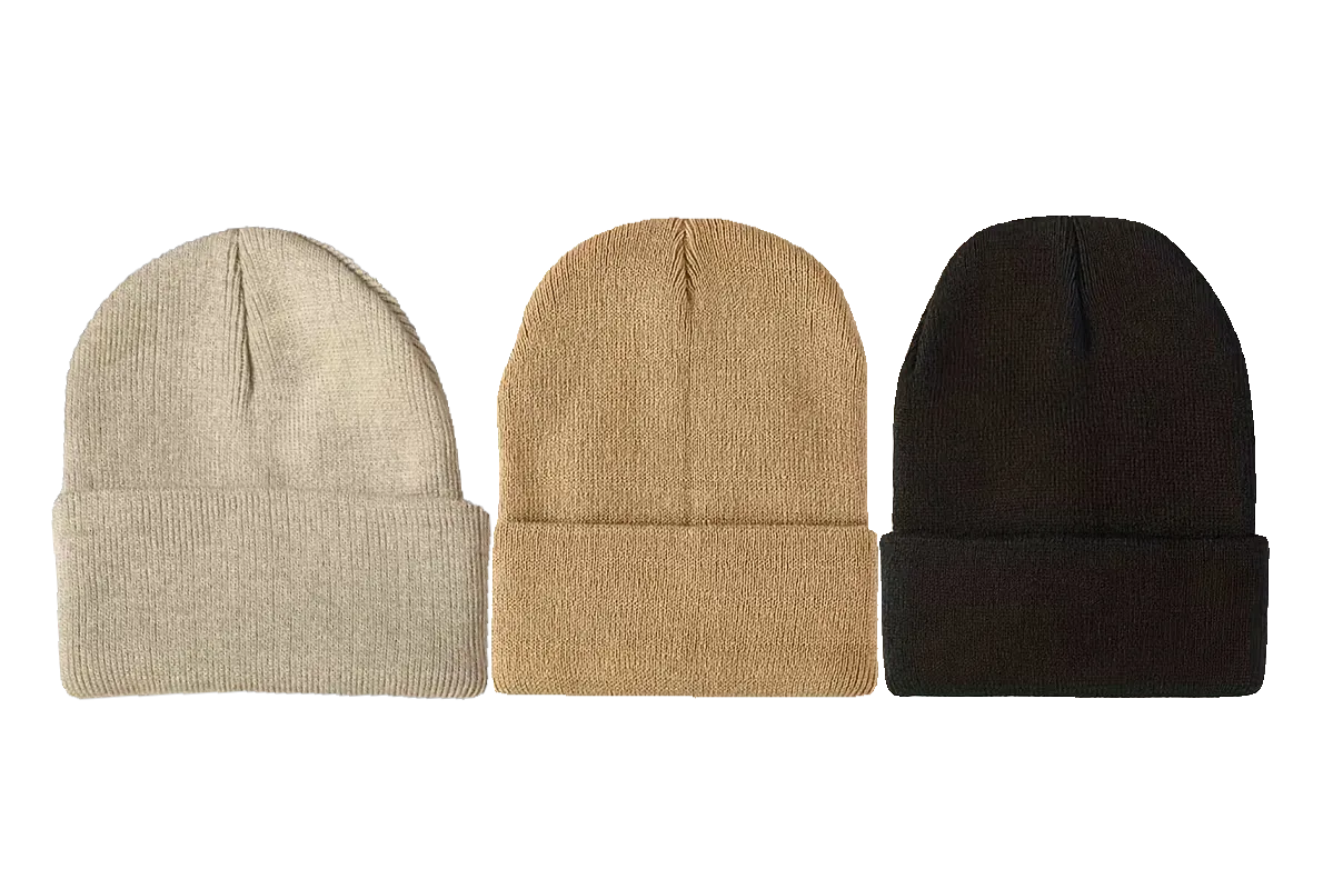 Lushea Supplies: Unisex Knit Beanies - Plain Set - 3 Pack - Brown