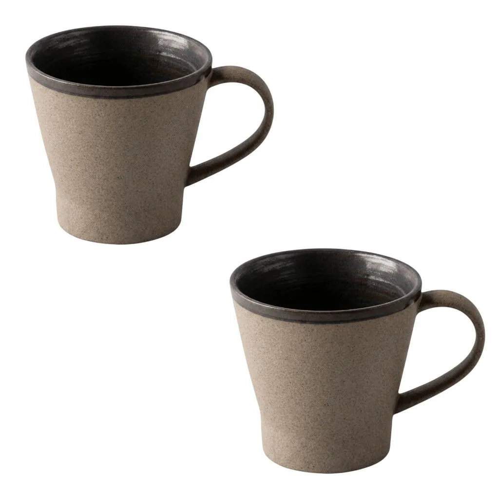 2 Pack - Rustic Ceramic Coffee Mug - Brown