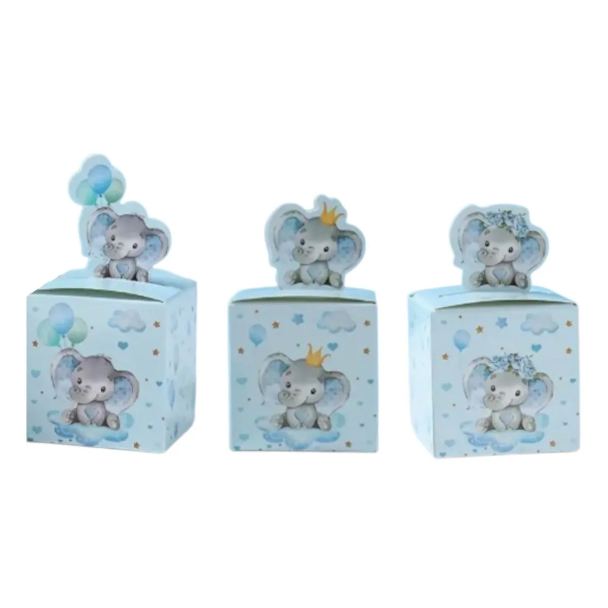 Elephant Party Favor Boxes 24 Pack - Baby Shower, Gender Reveal, Birthdays - Blue