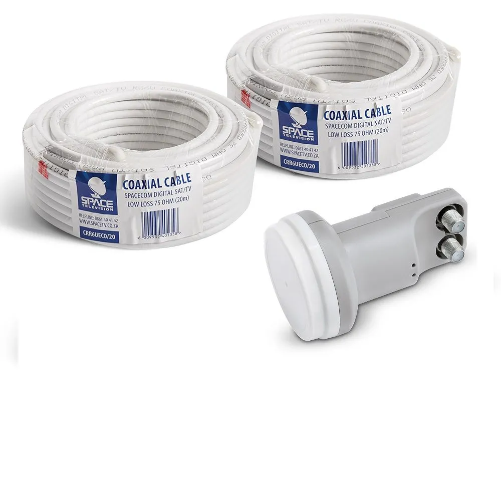 Twin Satellite / DSTV LNB Replacement Kit. Includes cable and connectors