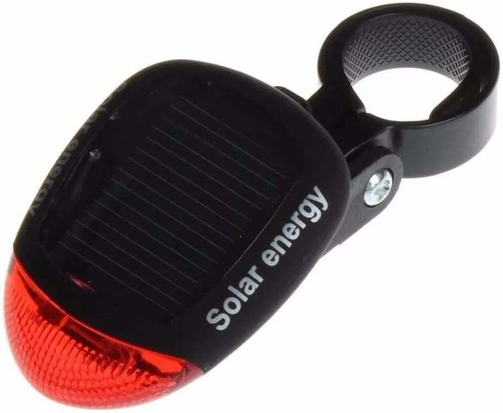 Solar Powered LED Rear Flashing Bicycle Tail Light with Fixed Bracket