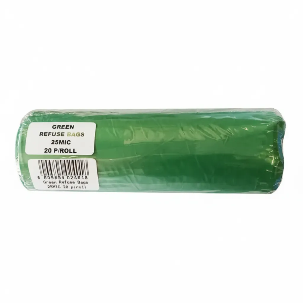Durable Green Refuse Bags 750mm x 900mm, 20 Piece Pack