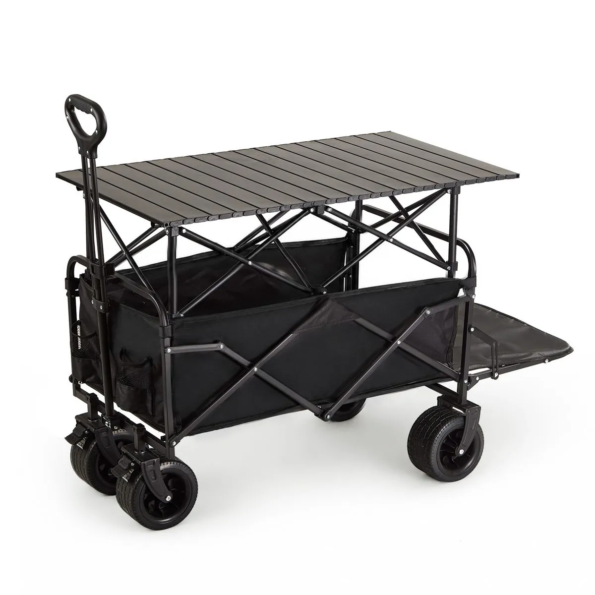 Chenshia Folding Camping Wagon90×50cm Double Brake Cart with Roll-Top Table
