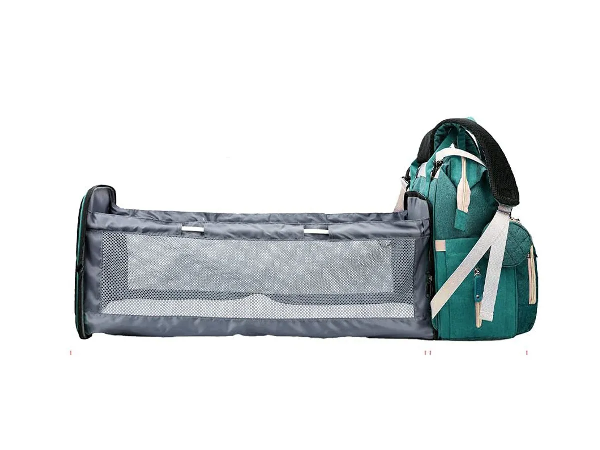Multi-Functional Baby Diaper Bag & Bed -Mint Green