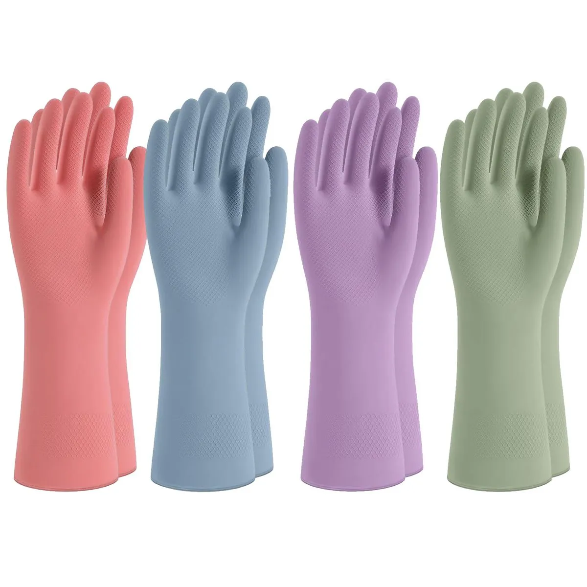 Reusable Cleaning Gloves For Dishes 4-Pack With Anti-Slip Grip And Flannel