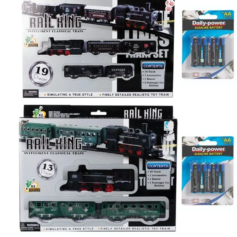 Battery Operated Train Sets - 13pc (29cm) + 19pc (47cm) - Batteries included