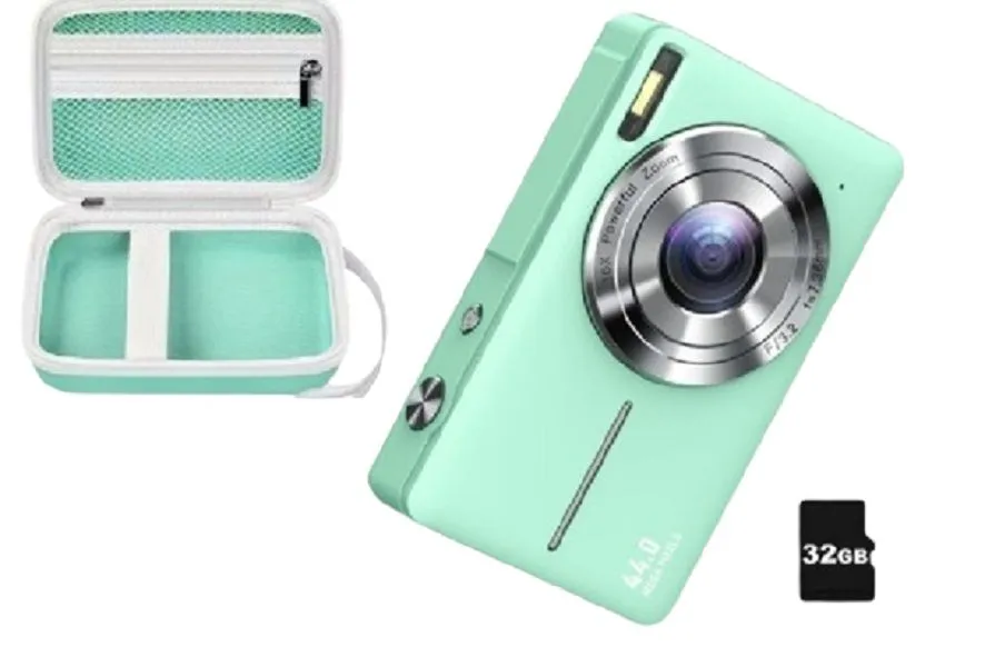 16X Zoom 44MP Anti-Shake Type-C Digital Camera w/ Bag & 32GB SD - Green