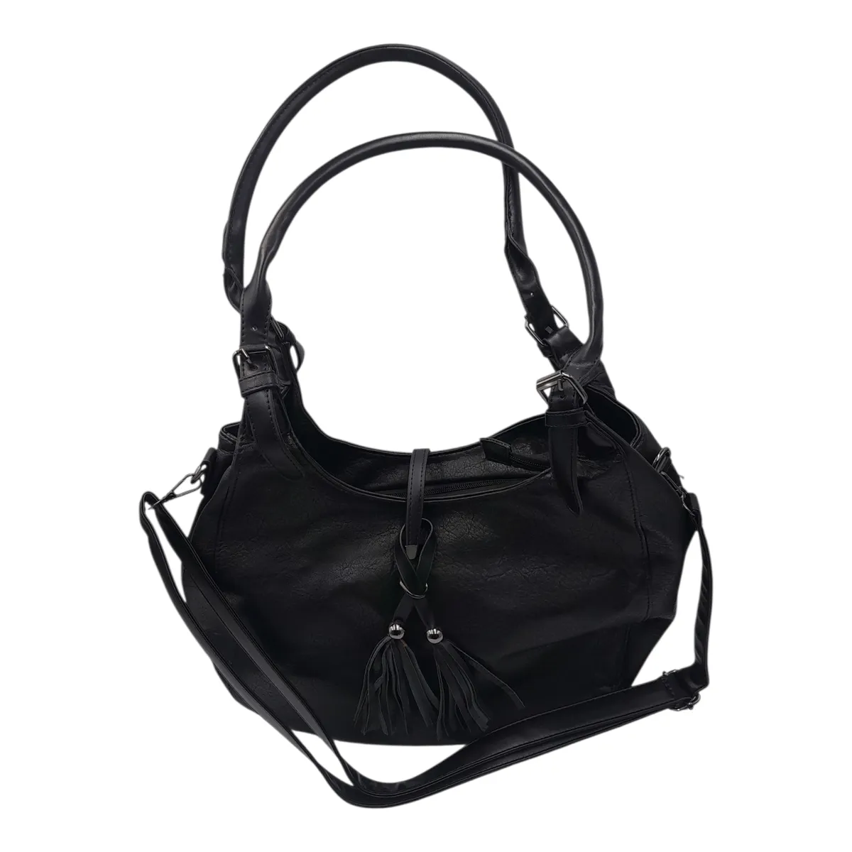 Elegant Hobo Ladies Bags Everyday Handbags for Women with Shoulder Strap - Black