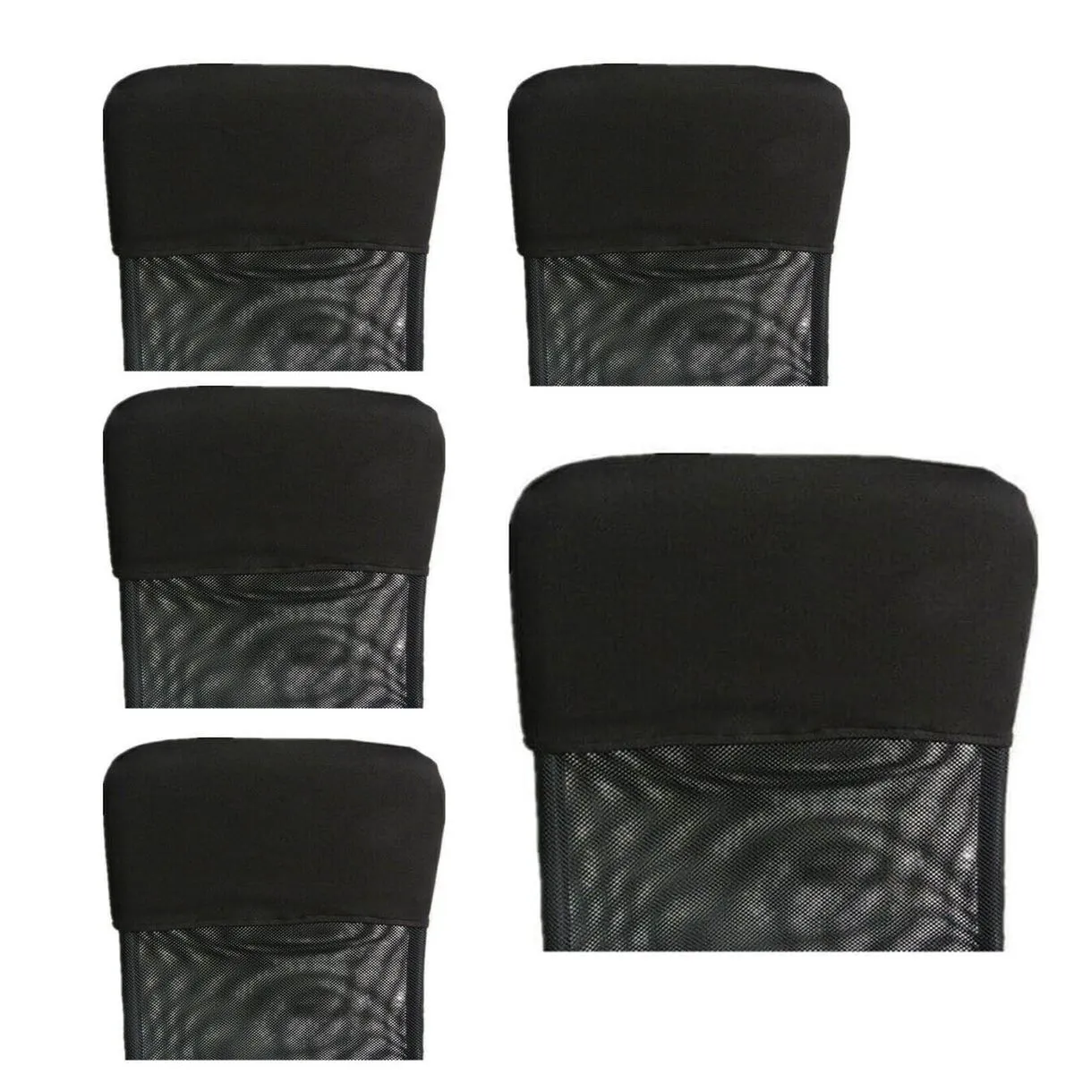 5 Pieces Car Seat Backrest Headrest Covers, 28 x 48 cm Protectors - Black