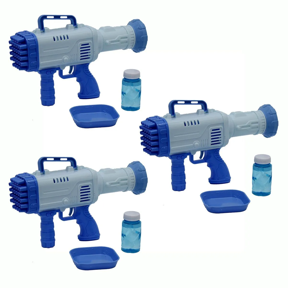 Bazooka Bubble Gun - Bubble Maker Machine - Blue - 3 Pack Combo