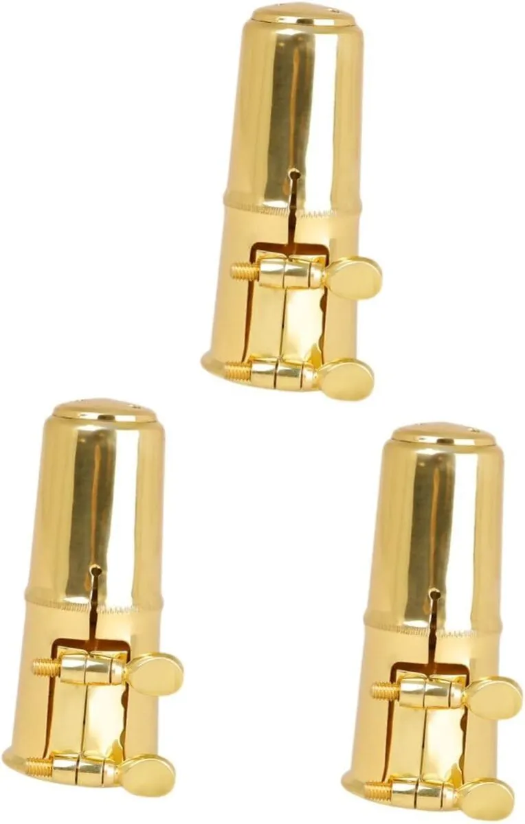3sets Saxophone Cap Double Screw Fastener Metal Mouthpiece Cover for Alto