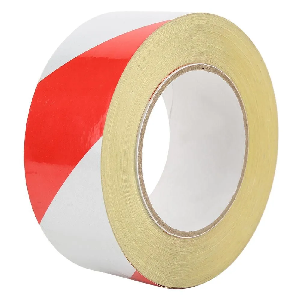 Safety Reflective Tape 50mm x 46m, Red/White PVC Warning Sticker
