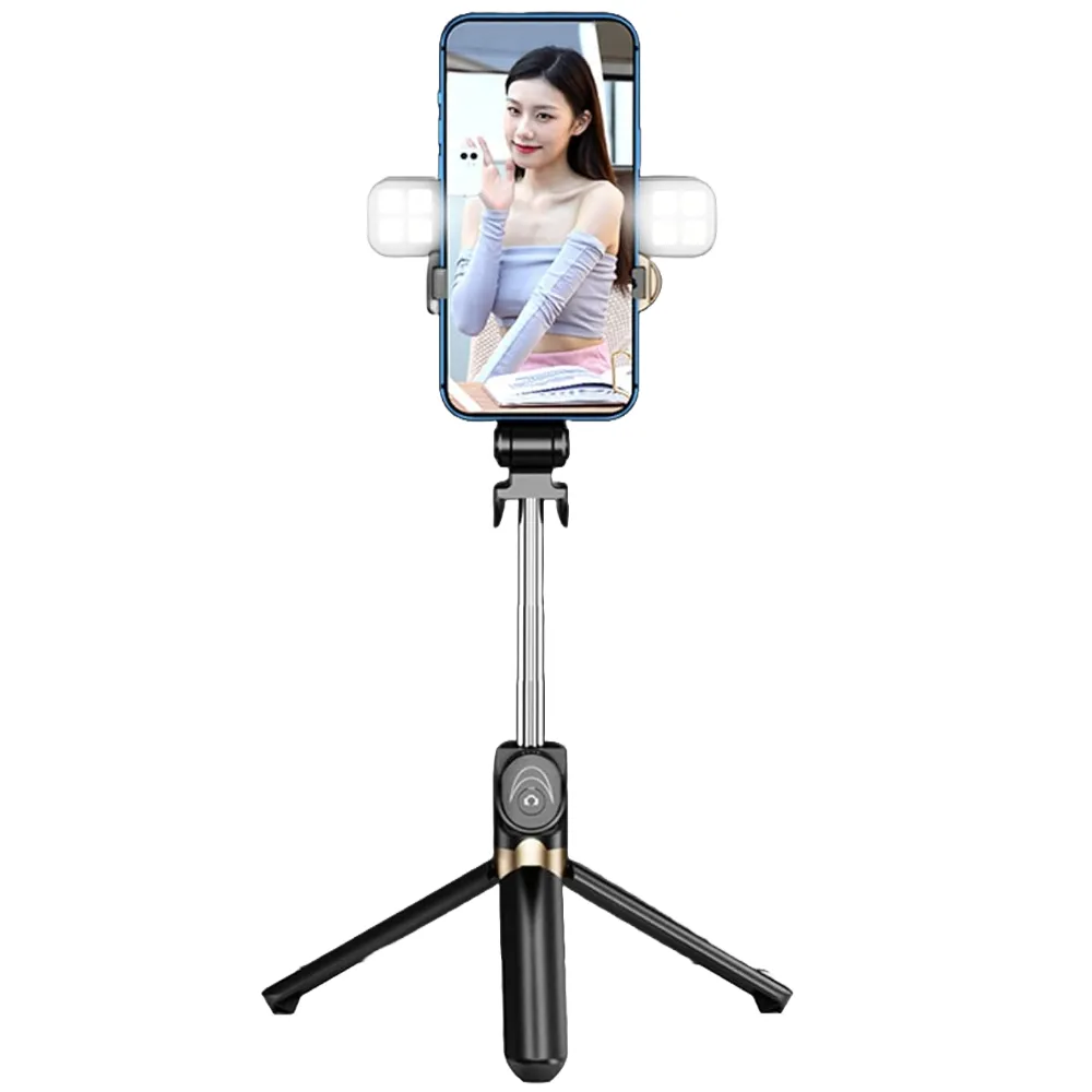 Selfie Stick with Tripod Stand for Phone with Remote and Bluetooth - Black