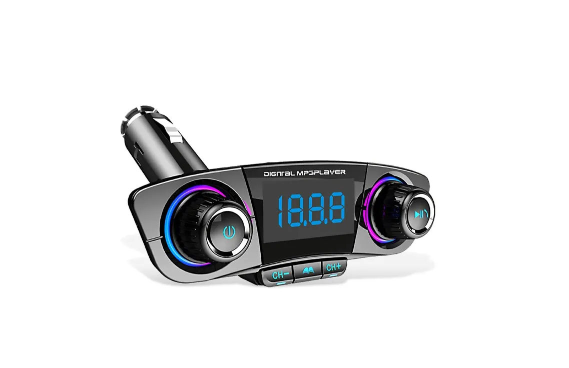 Wireless FM Transmitter Car Kit with Dual USB Charging Ports and Calling