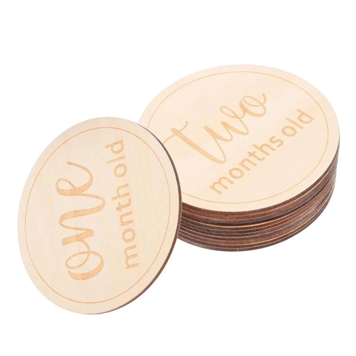 Wooden Monthly Milestone Discs Baby Growth Markers Photo Props Memory Keep