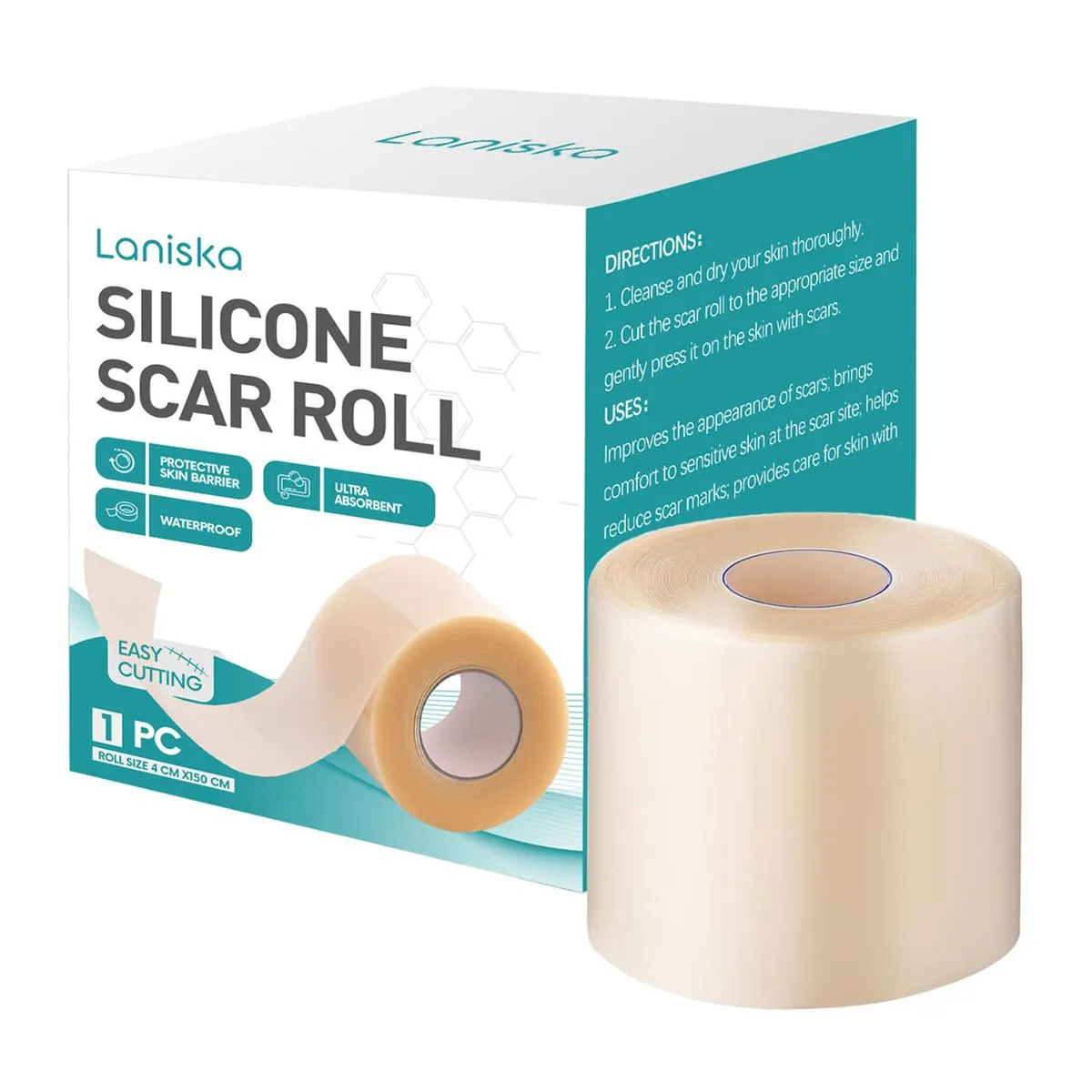 Silicone Hydrocolloid Roll for Scars Care Waterproof Self-Adhesive - 1pc