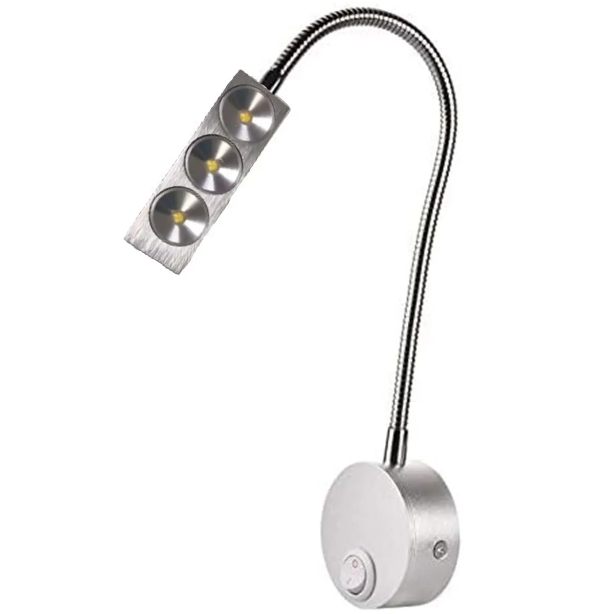 3W LED Bedside Wall Light Wall Mounted Reading Light with Flexible Arm - Silver