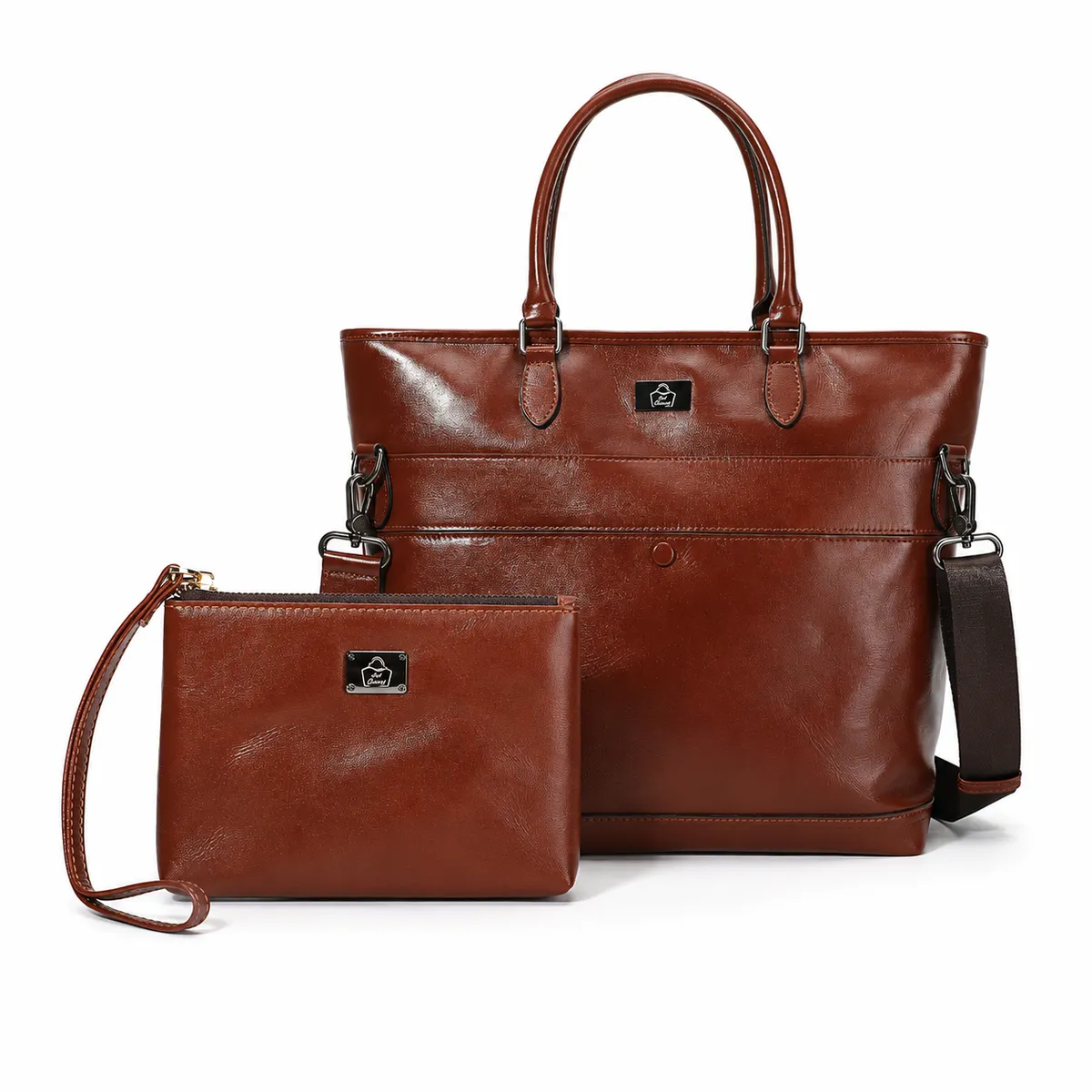 SACLASSY Genuine Leather Work Tote Bag Shoulder Bag Pouch Handbag Set 7792