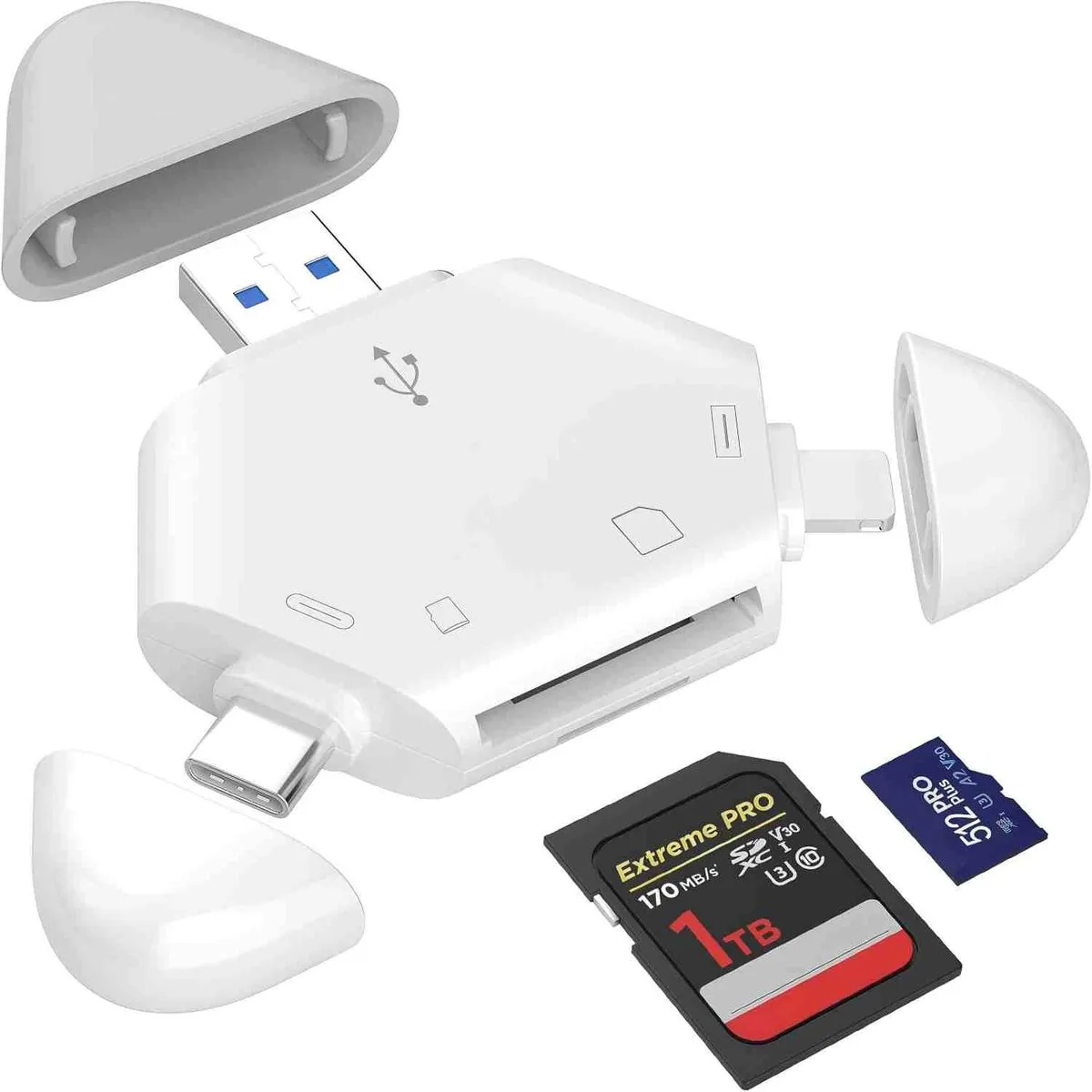 SD Card Reader, Triangular Magnetic 3 In 1 Memory Card Reader