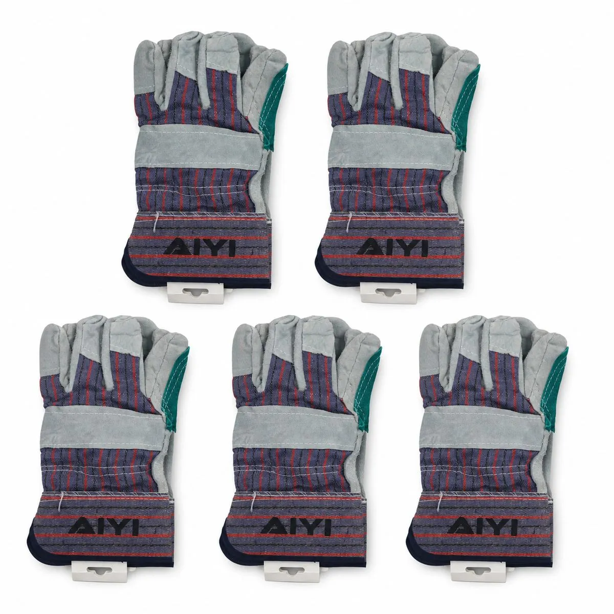 AIYI 5-Pair Heavy-Duty Split Leather Work Gloves AY291-001