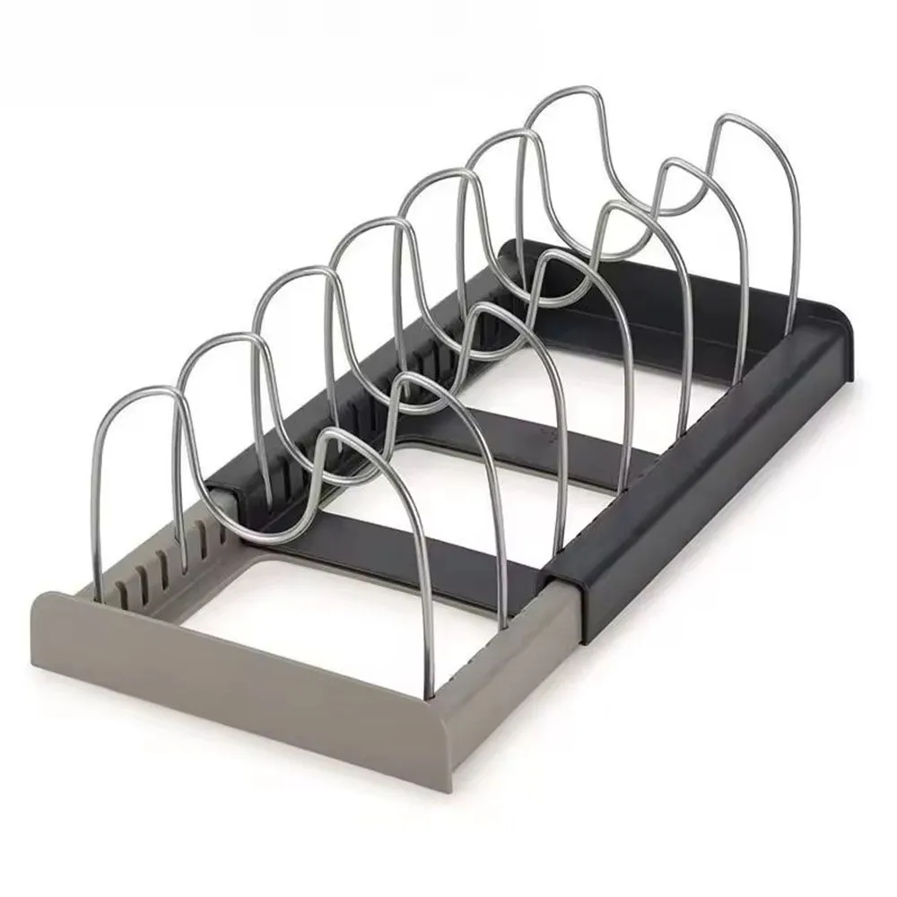 Adjustable Kitchen Organizer Rack for Pans Pot Lids and Cookware