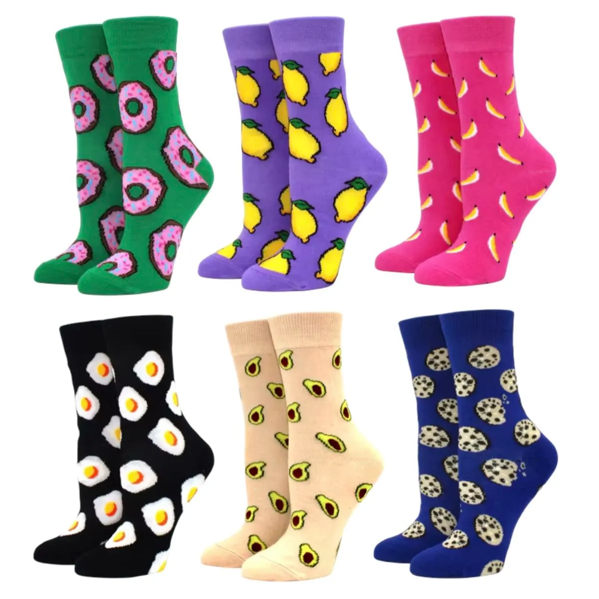 Funky Novelty Socks Food Themed - 6 Pairs
