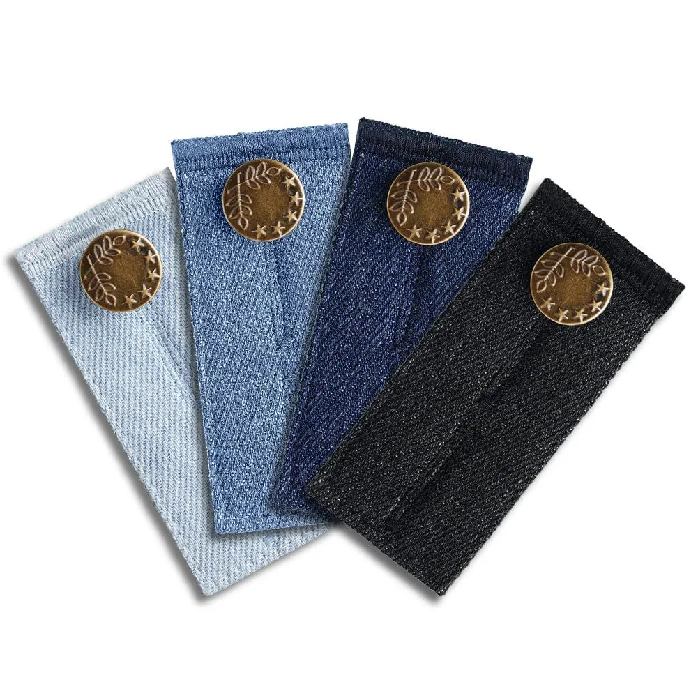 4PCS Denim Waist Extenders, Adjustable Button Expanders for Jeans & Pants