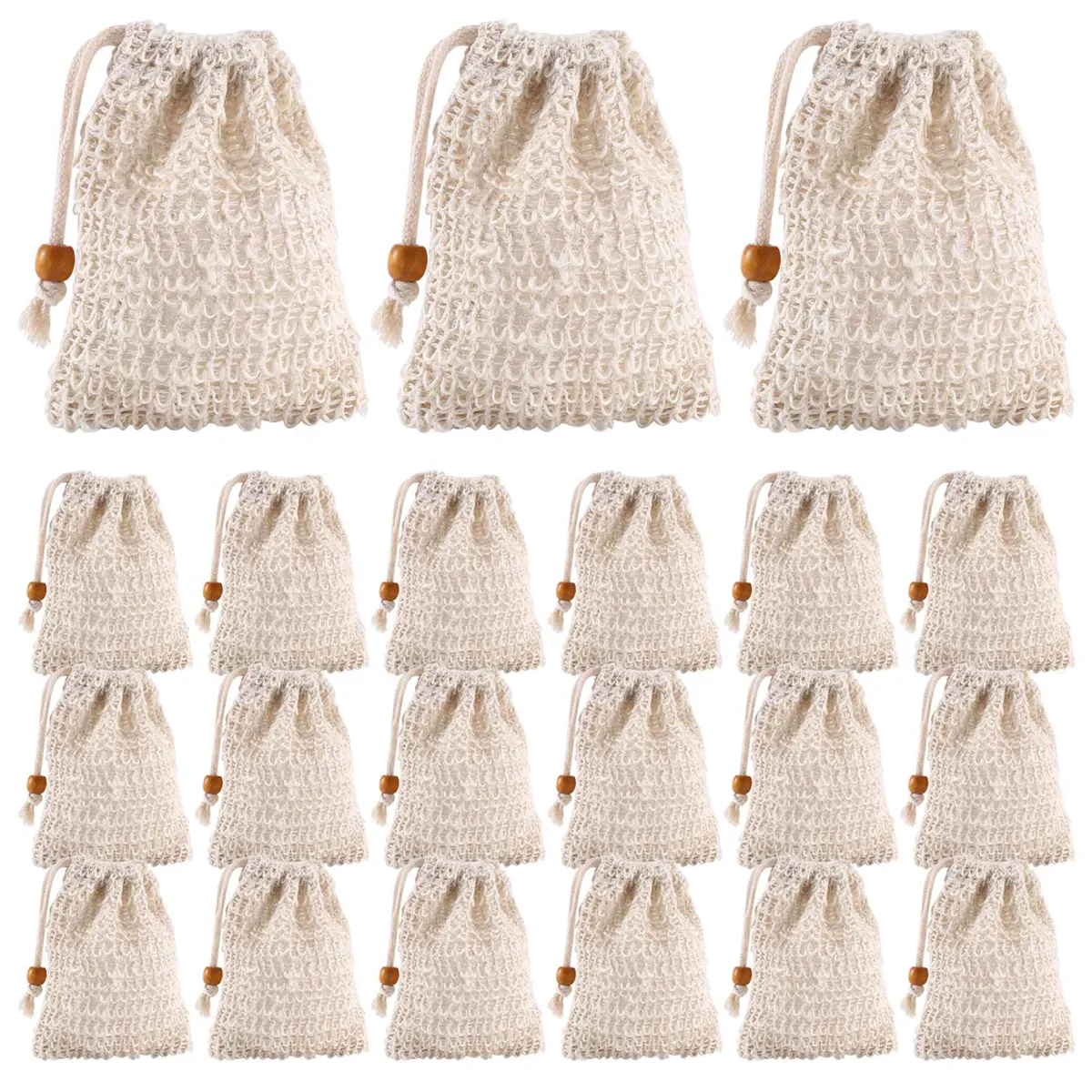 40 Pack Soap Exfoliating Bags with Drawstring for Bath & Shower Use