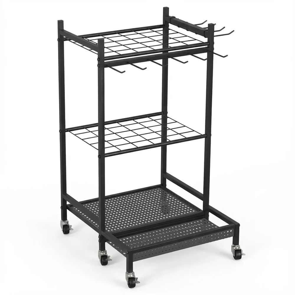 MIkaco Heavy Duty Rolling Garden Tool Storage Rack Garage Tool Organizer