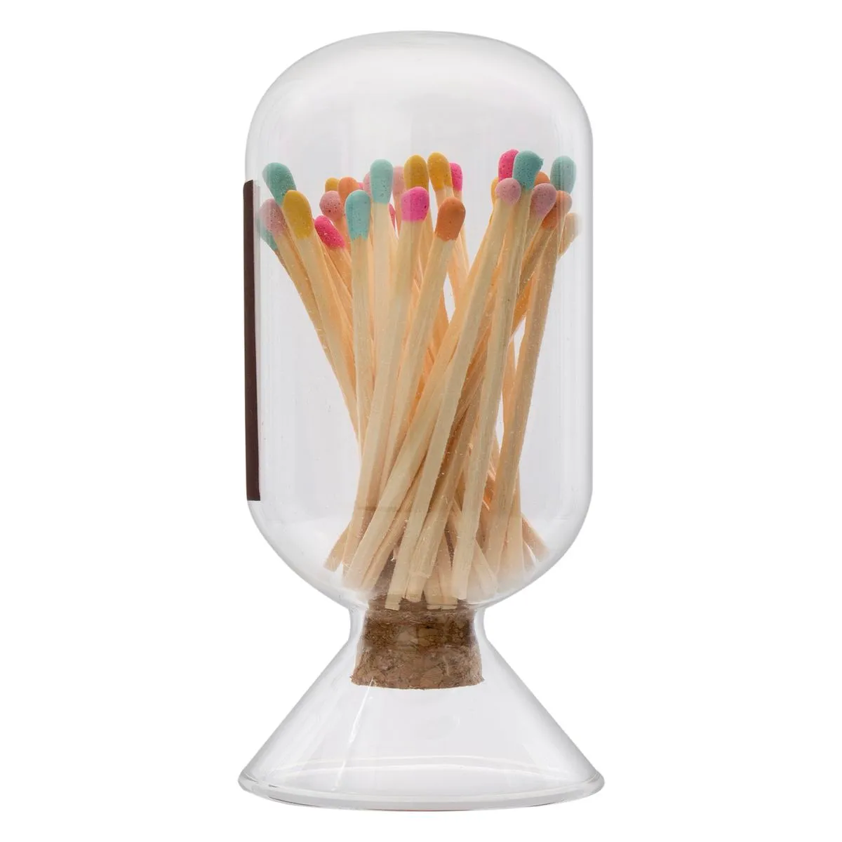 Glass Matchstick Cloche with Striker - Includes 40 Long-Stem Matches
