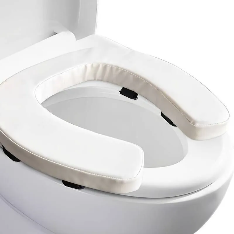 Raised Toilet Seat Seniors 2-Inch U-Shaped Ergonomic Design a Non-Slip - Beige Color