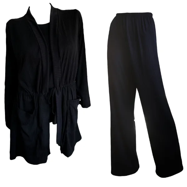 Maternity & Nursing- Hospital Pajamas-Cardigan Elegance Set TALL Black