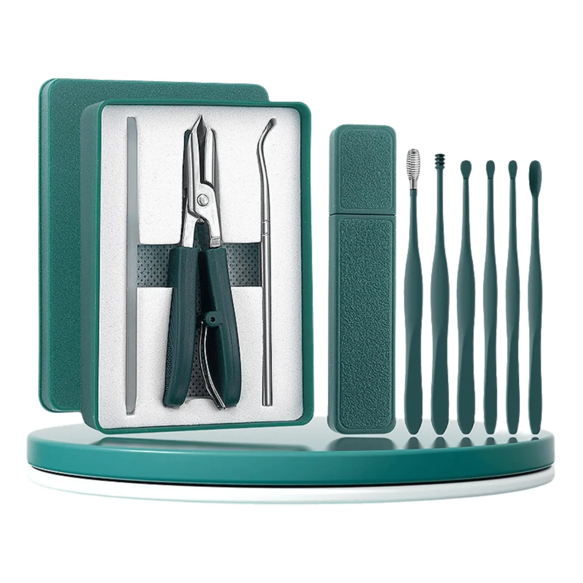 9-Piece Professional Nail Clipper Set | Heavy-Duty Toenail Clippers,Ingrown - Green