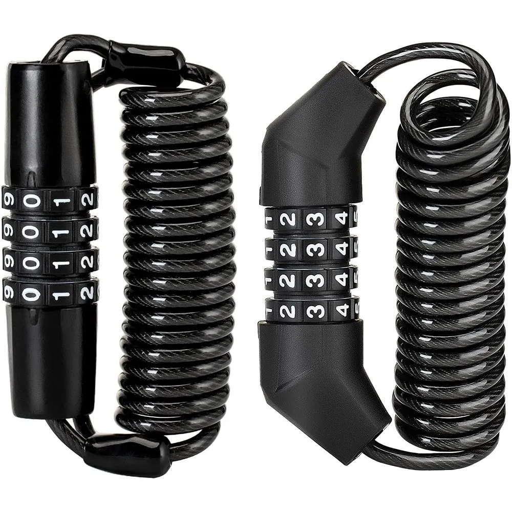 2 Pieces Motorcycle Helmet Locks, 4 Digit Retractable Cable Lock for Bike