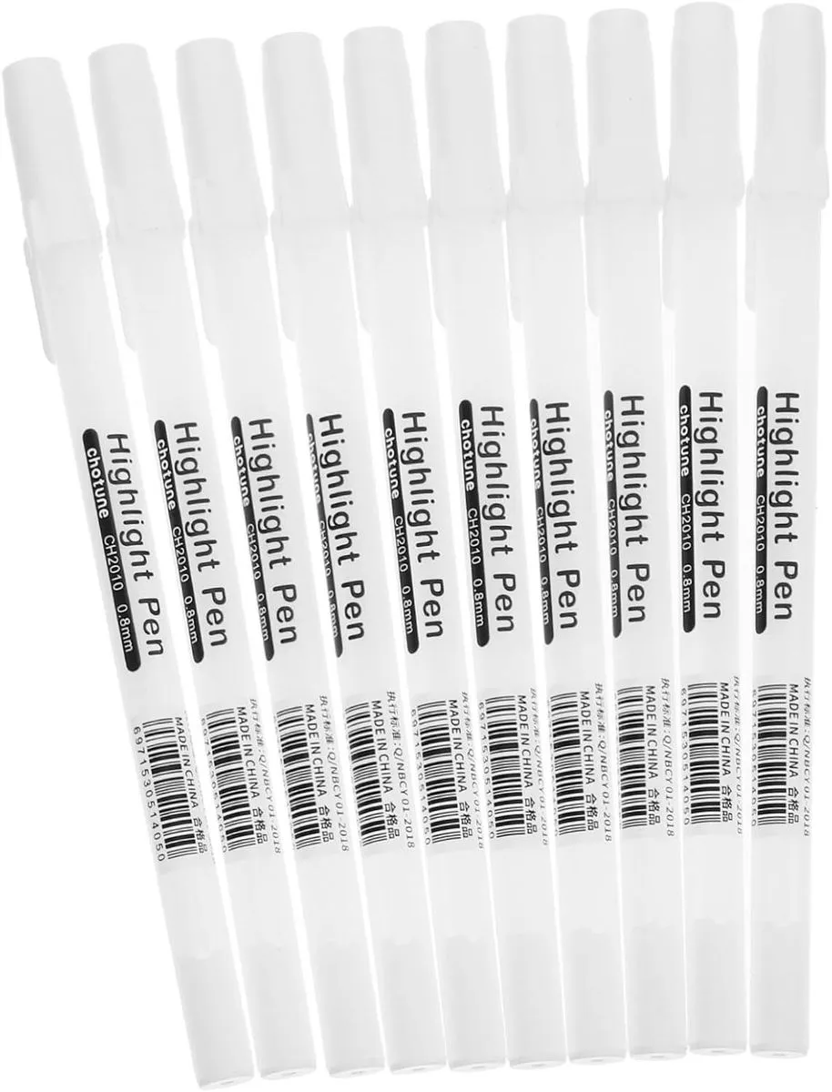10pcs White Markers Fine Tip for Drawing Coloring Scrapbooking for Boys