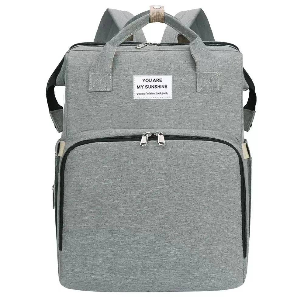 Multifunctional Diaper Backpack for Travel and Daily Use, Large Capacity - Grey