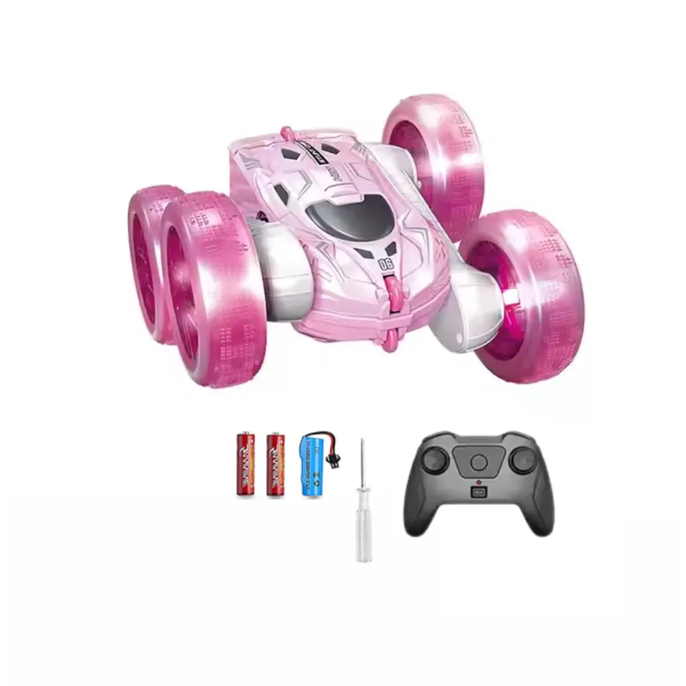 RC Stunt Car Glow in the Dark Wheels All Batteries Included - Pink
