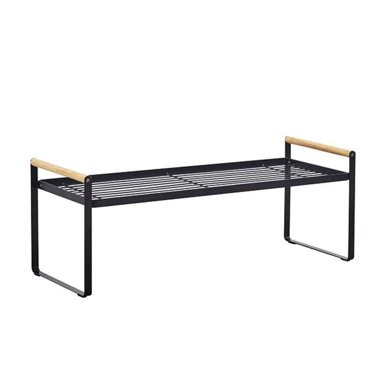 Cabinet Storage Shelf Organizer Rack, Heavy Duty Steel Metal Spice Rack - Black