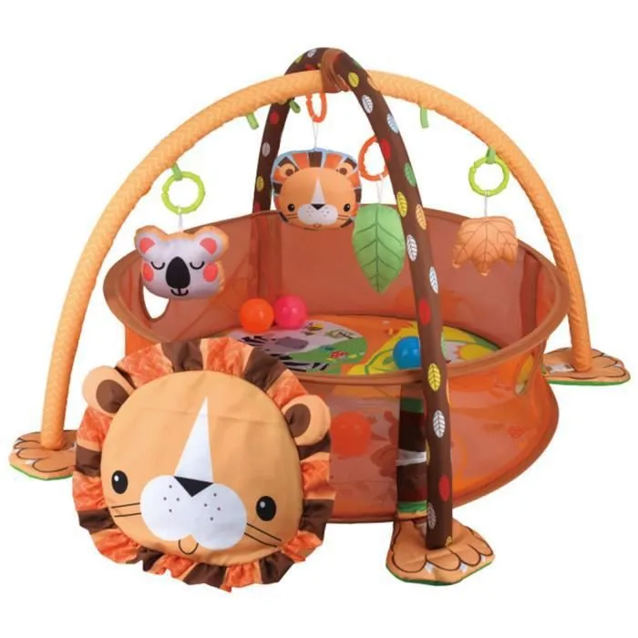 3-in-1 Baby Activity Play Mat Gym & Ball Pit Lion Design