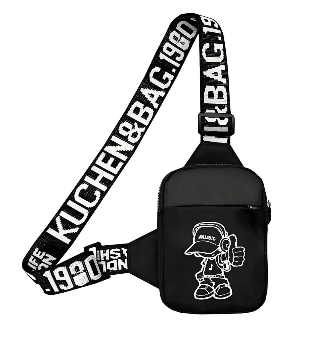 Music Cartoon Theme Shoulder Sling Bag - Lightweight Crossbody Chest Bag