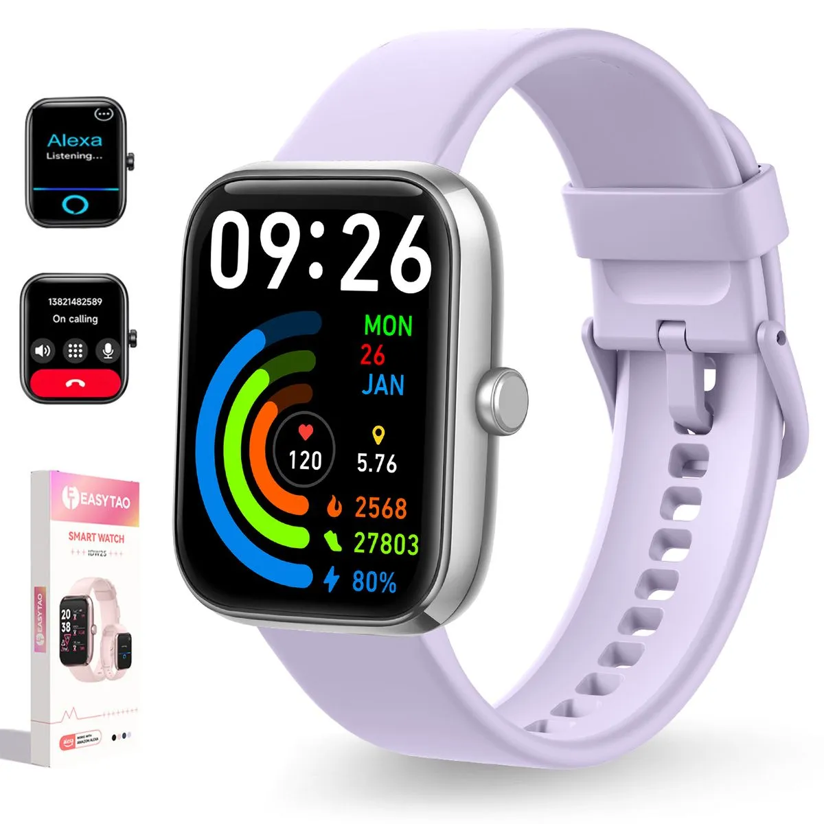 Smart Watch Alexa for Women Men Fitness Smartwatches IP68 Waterproof-Purple