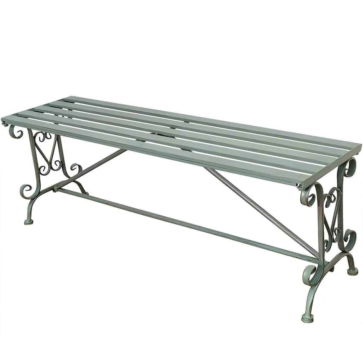 Outdoor Garden Bench Metal Park Bench Iron Outdoor Seat Retro Chair - Green