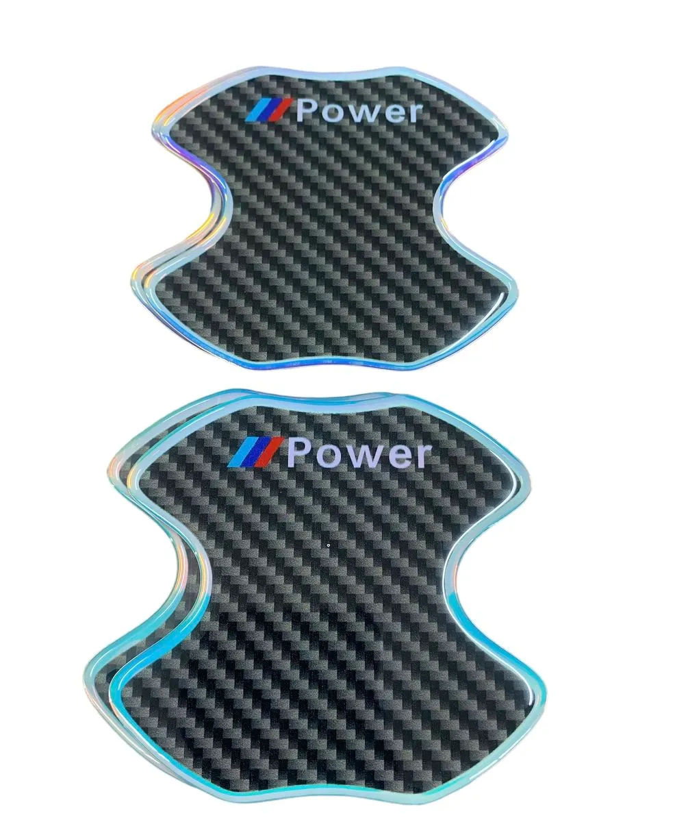 M Power Door Handle Carbon Sticker/ Scratch Resistant Protection (4 Pieces) - Black