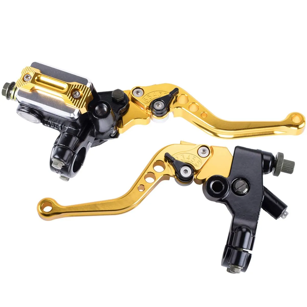 2- Pieces Motorcycle Brake Lever Handlebar Brake - Gold