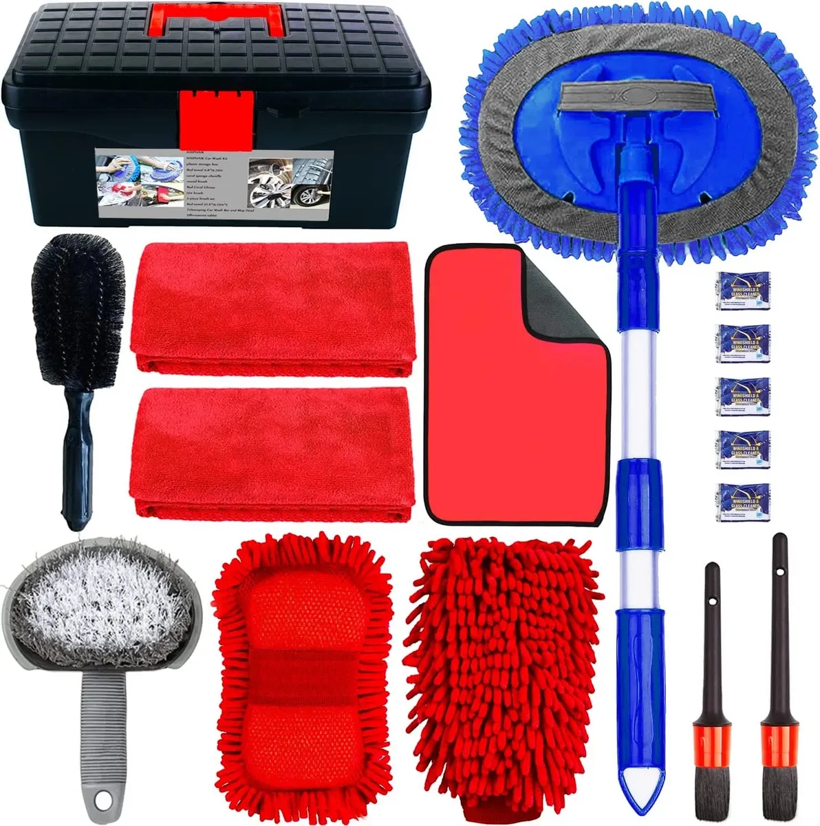 Car Detailing Kit 16 Pc Interior & Exterior Vehicle Cleaning Detailing Kit