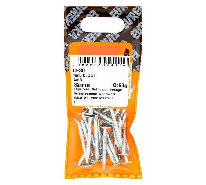 6E30 Galvanised Clout Nails 32 x 2.5 mm