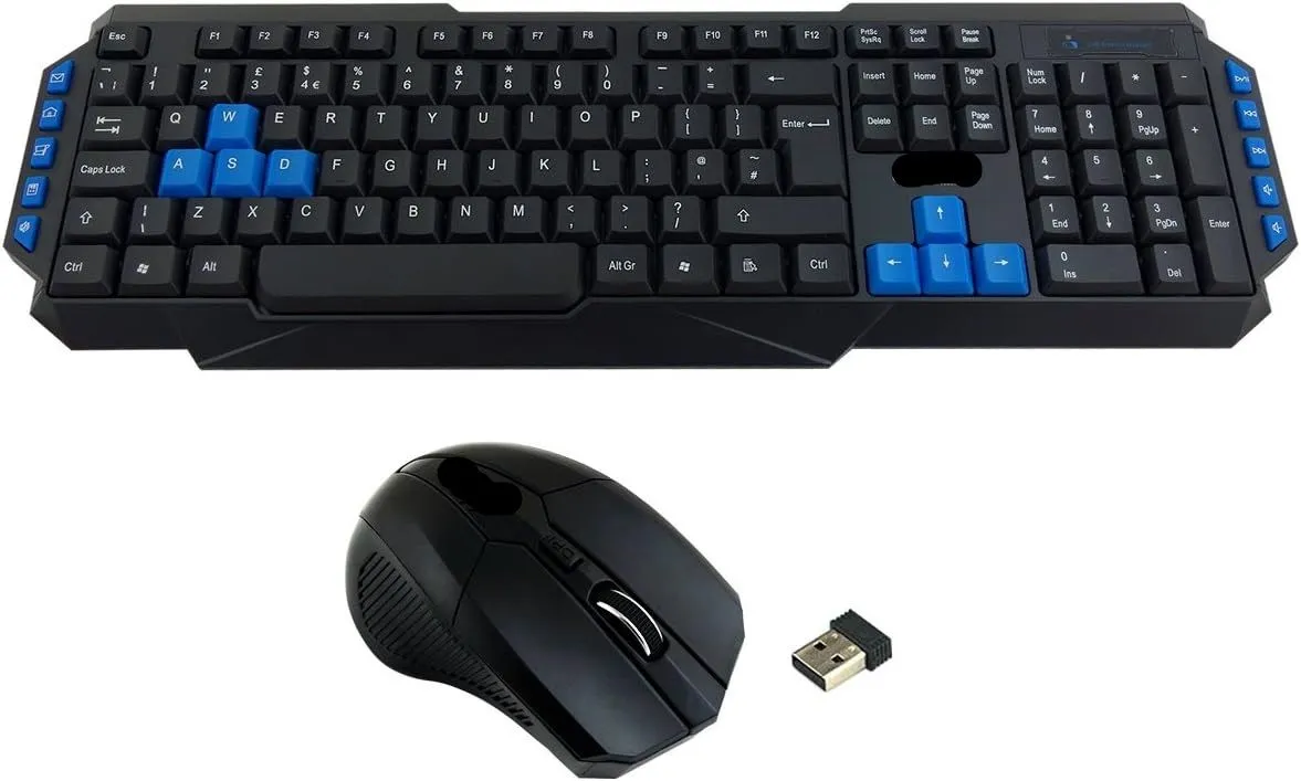 Wireless Keyboard and Mouse Combo - 2.4GHz USB Receiver, Full-Size Keyboard