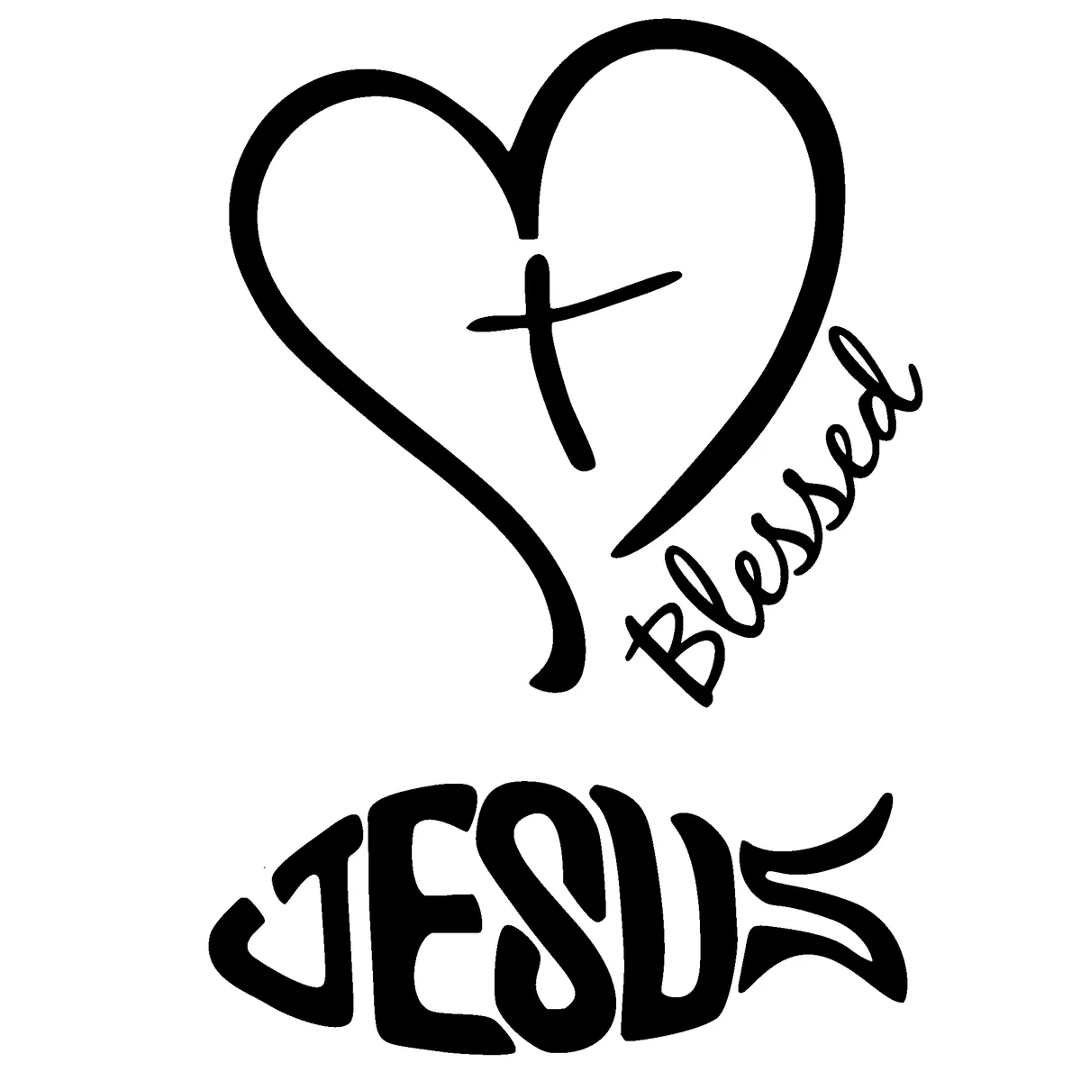 TrendSpire Jesus Blessed Vinyl Stickers - Black