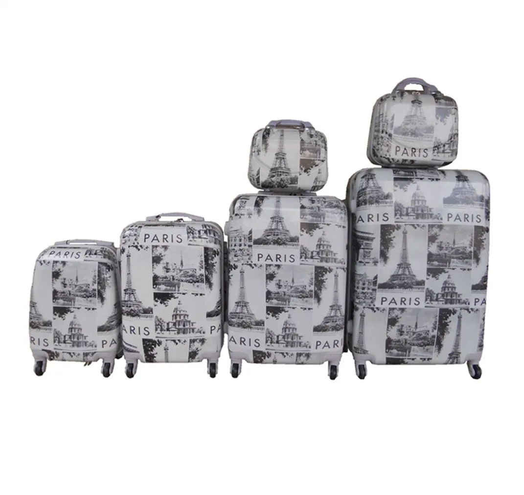 Luxury PC Travel Luggage 6 Piece - Pink - Black