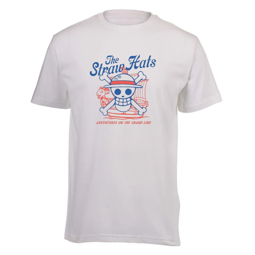 Adult White Short Sleeve T-Shirt - One Piece The Straw Hats Anime Luffy